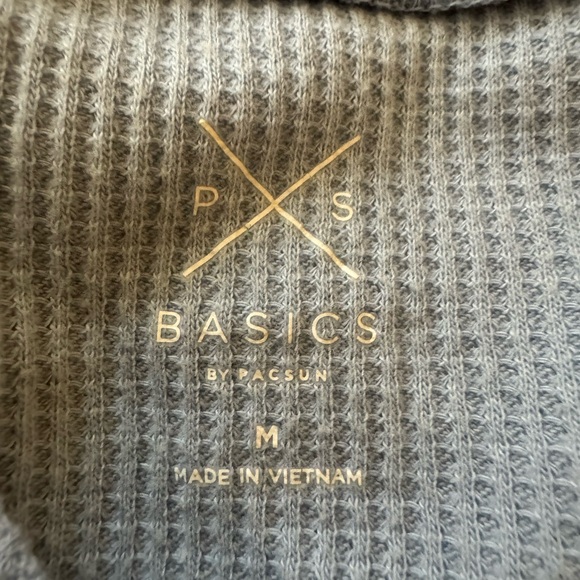 PacSun Basics Blue Waffle Knit Long Sleeve - Picture 3 of 3